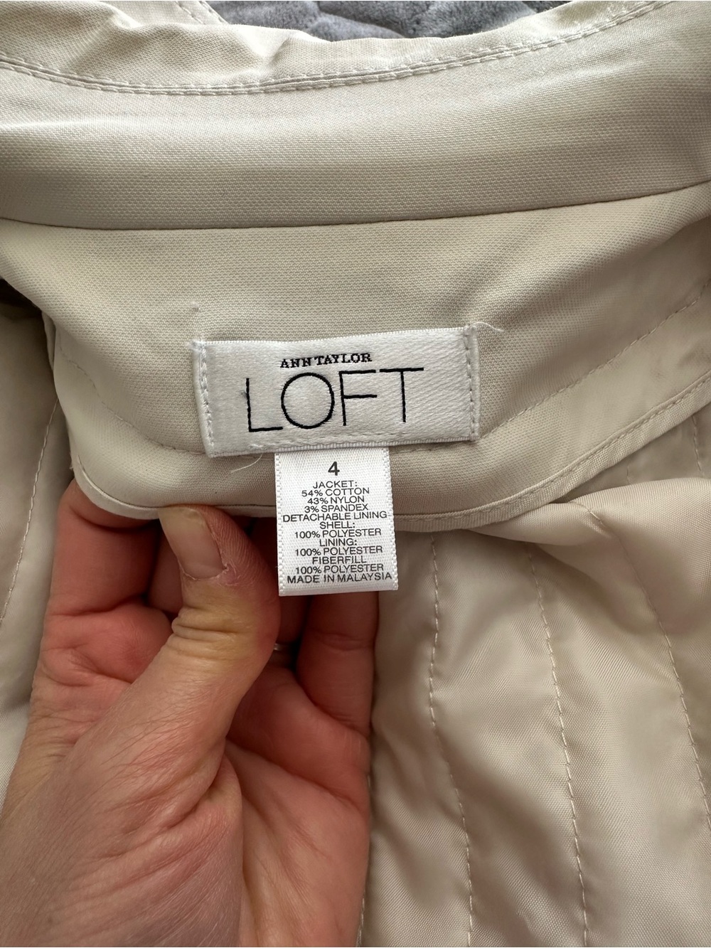 LOFT Cream Double-Breasted Trench Coat with Belt - Picture 7 of 13